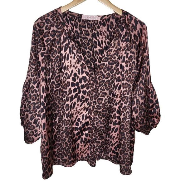 Traffic People High-Low Hem Splitneck‎ Sheer Blouse size large - Picture 1 of 5